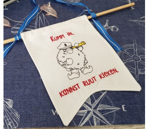 Stickdatei ITH - Seebär Gnom Wimpel "Kumm in"